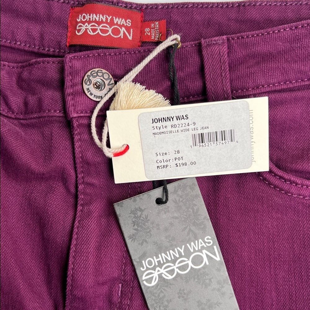 Johnny Was Purple Mademoiselle Wide Leg Jean Size 28 - Picture 7 of 15
